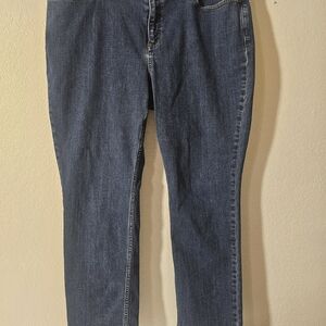 Duluth Trading Co. Men's Straight Denim Jeans Blue Cotton Button Zip Medium Wash